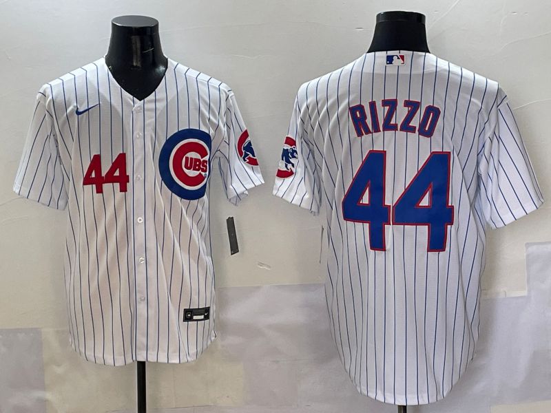 Men Chicago Cubs #44 Rizzo White Stripe Game 2025 Nike MLB Jersey style 1->chicago cubs->MLB Jersey
